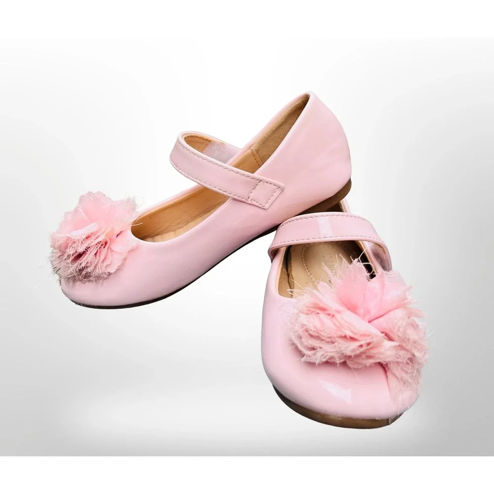 GUC ADAMUMU Toddler/Girl Mary Jane Ballet Flats Flower Embellishment Size 11